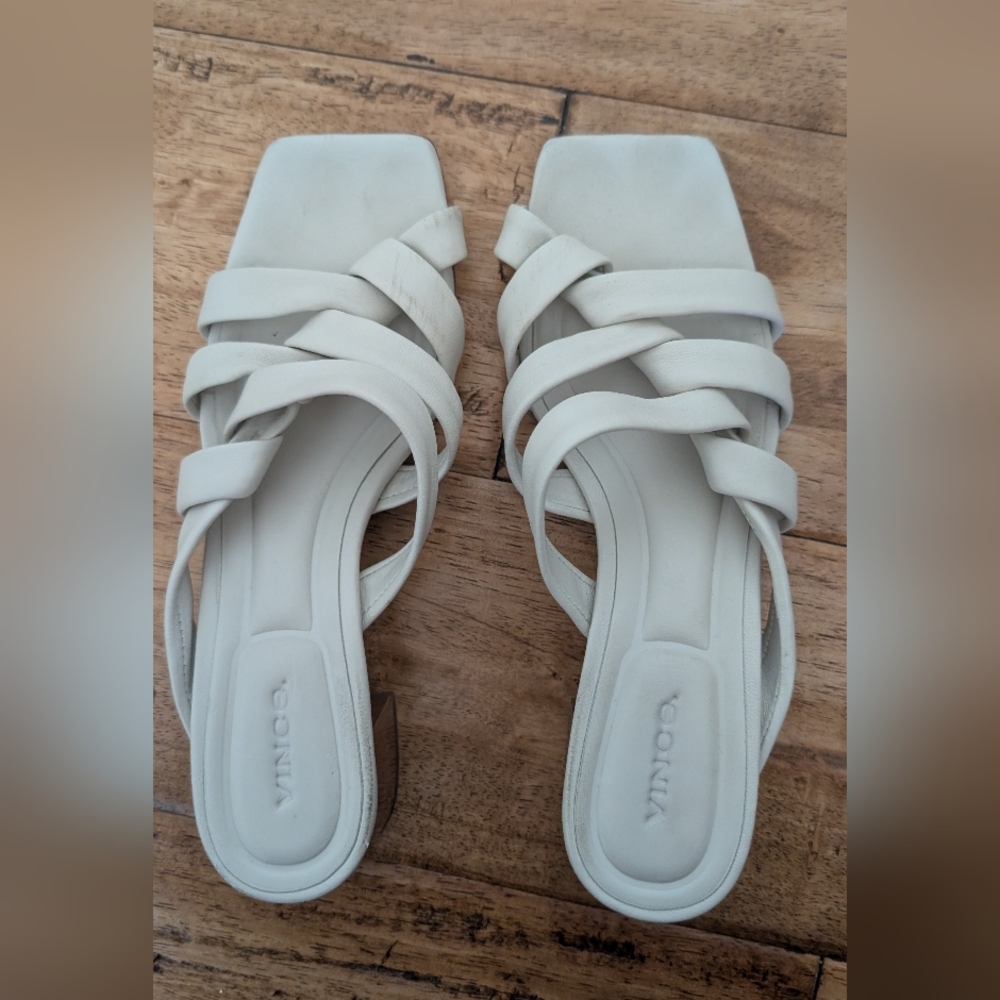 Vince Braided Leather Square-Toe Slide Mules